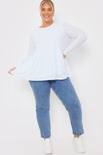 BRODERIE LONG SLEEVE SMOCK TOP